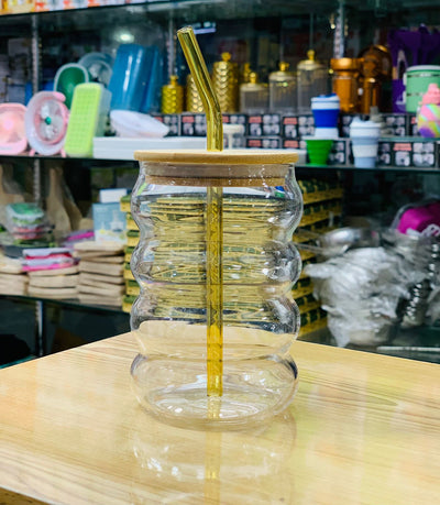 Round Glass Cup with Lid