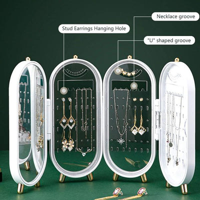 Screen Folding Jewelry Box | Jewelry Cabinet Organizer With Mirror (random Color)