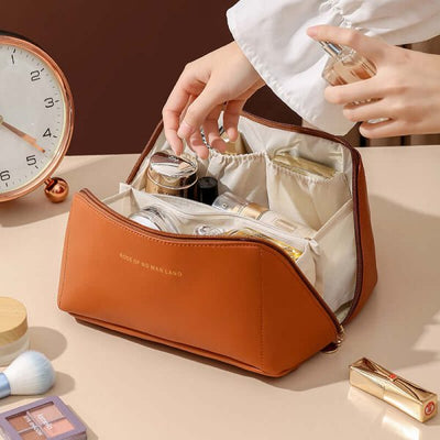 PU Leather Vanity Style Cosmetic Bag - Make Up Organizer Bag