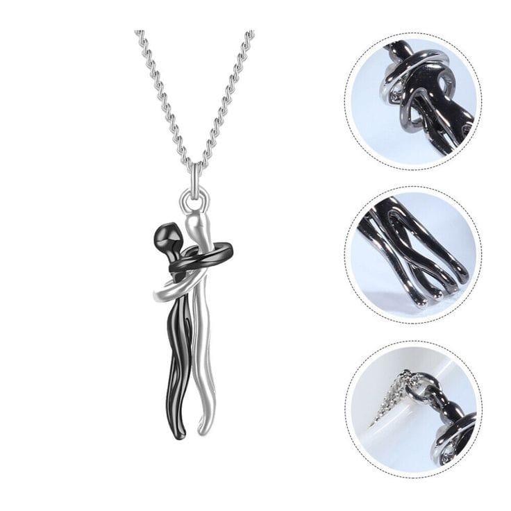 Couple Hug Necklace (Silver)