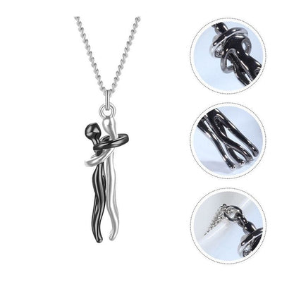 Couple Hug Necklace (Silver)