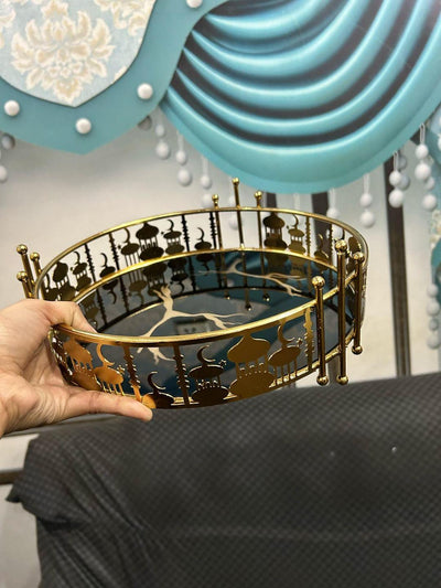 Golden Metal Eid Decorative Tray