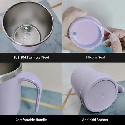 Stainless Steel Travel Coffee Cup with Handle – 500ml Double-Walled Vacuum Mug