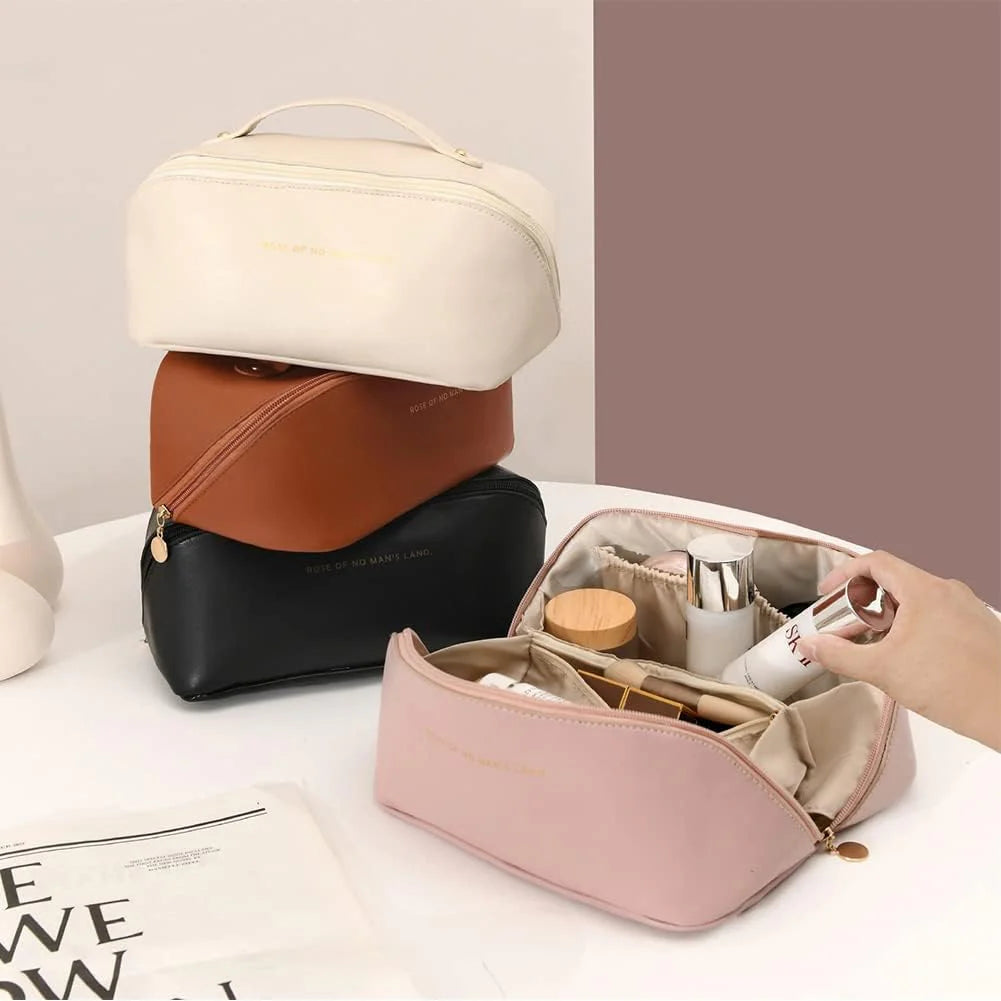 PU Leather Vanity Style Cosmetic Bag - Make Up Organizer Bag