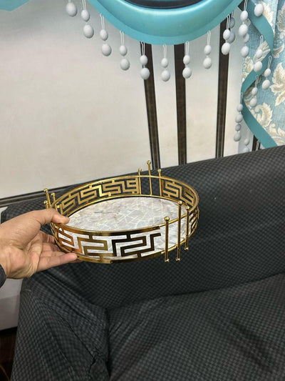Golden Metal Eid Decorative Tray