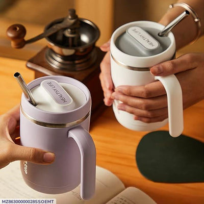 Stainless Steel Travel Coffee Cup with Handle – 500ml Double-Walled Vacuum Mug