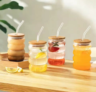 Round Glass Cup with Lid
