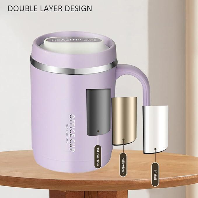 Stainless Steel Travel Coffee Cup with Handle – 500ml Double-Walled Vacuum Mug