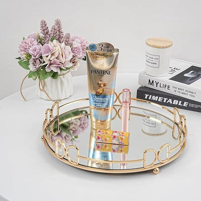 Golden Metal Multipurpose Makeup Organizer Tray