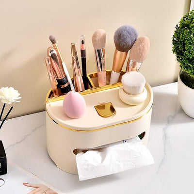 Makeup Organizer with Tissue Box