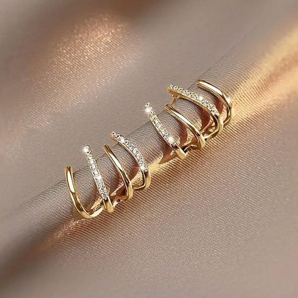 W Shape Zircon Korean Cuff Earrings