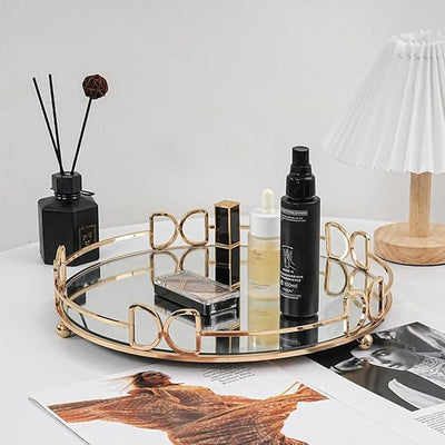 Golden Metal Multipurpose Makeup Organizer Tray