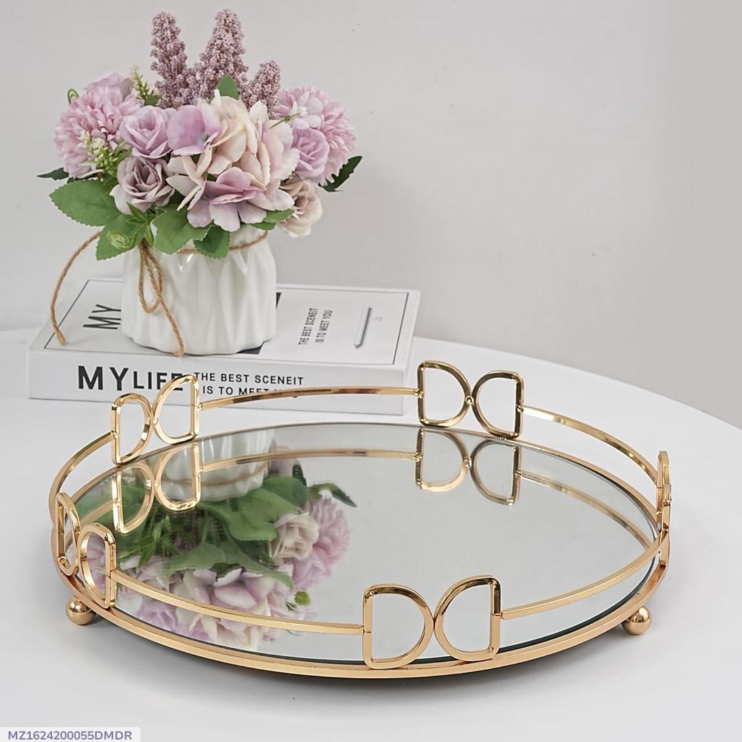 Golden Metal Multipurpose Makeup Organizer Tray