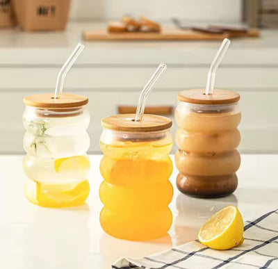 Round Glass Cup with Lid