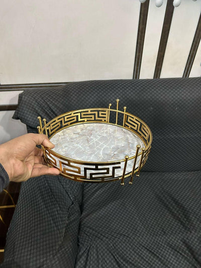 Golden Metal Eid Decorative Tray
