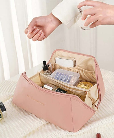 PU Leather Vanity Style Cosmetic Bag - Make Up Organizer Bag