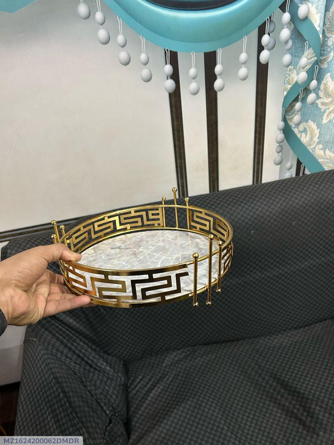 Golden Metal Eid Decorative Tray