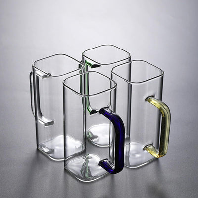 Glass Cup with Lid and Straw (RANDOM COLOR STRAW AND HANDLE)