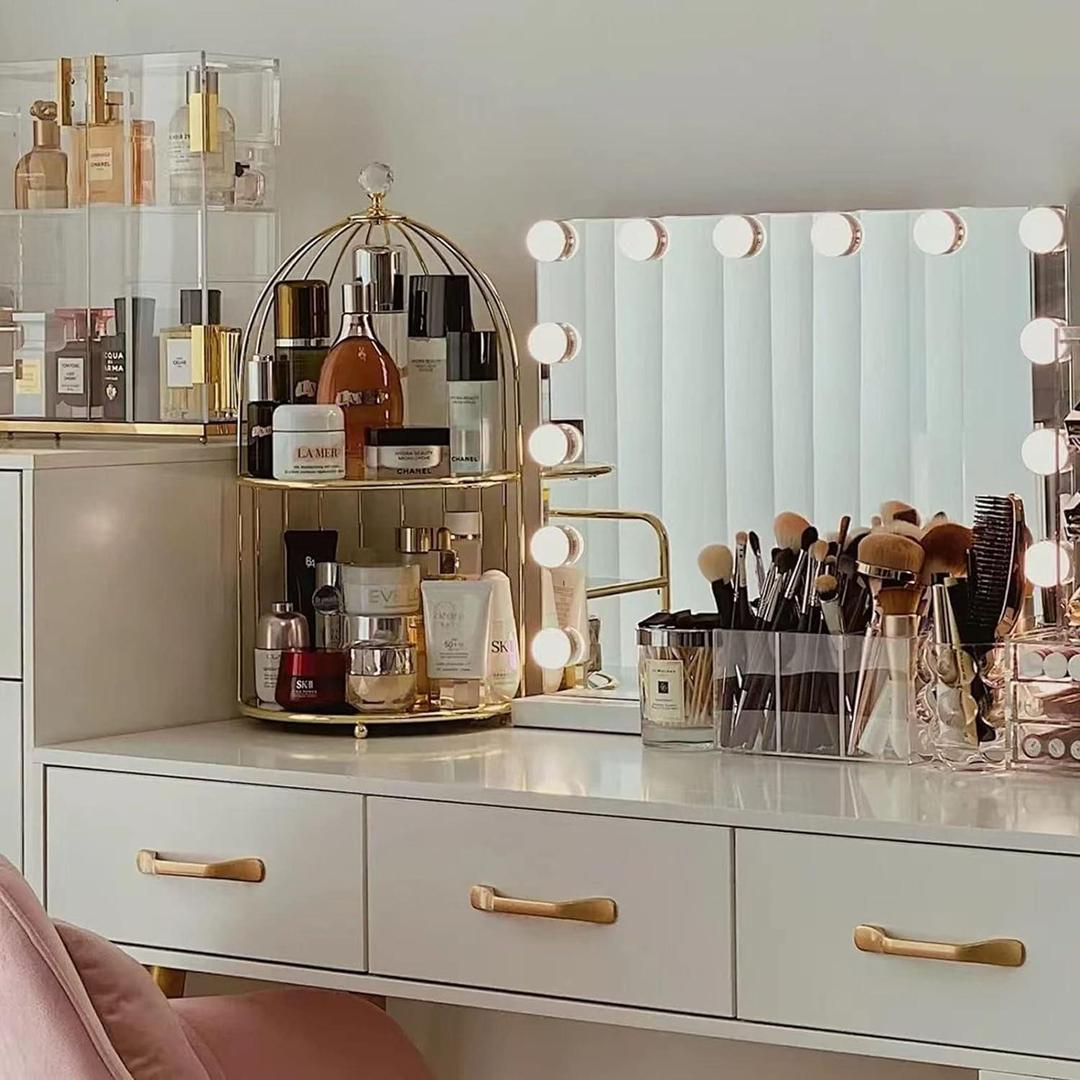 Golden Metal Makeup Organizer
