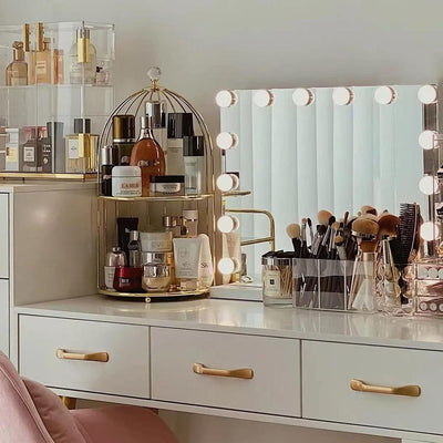 Golden Metal Makeup Organizer