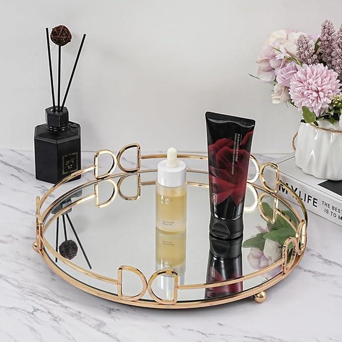 Golden Metal Multipurpose Makeup Organizer Tray