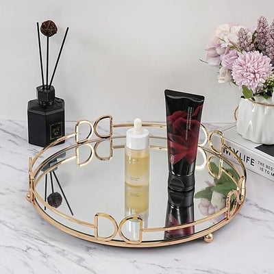 Golden Metal Multipurpose Makeup Organizer Tray